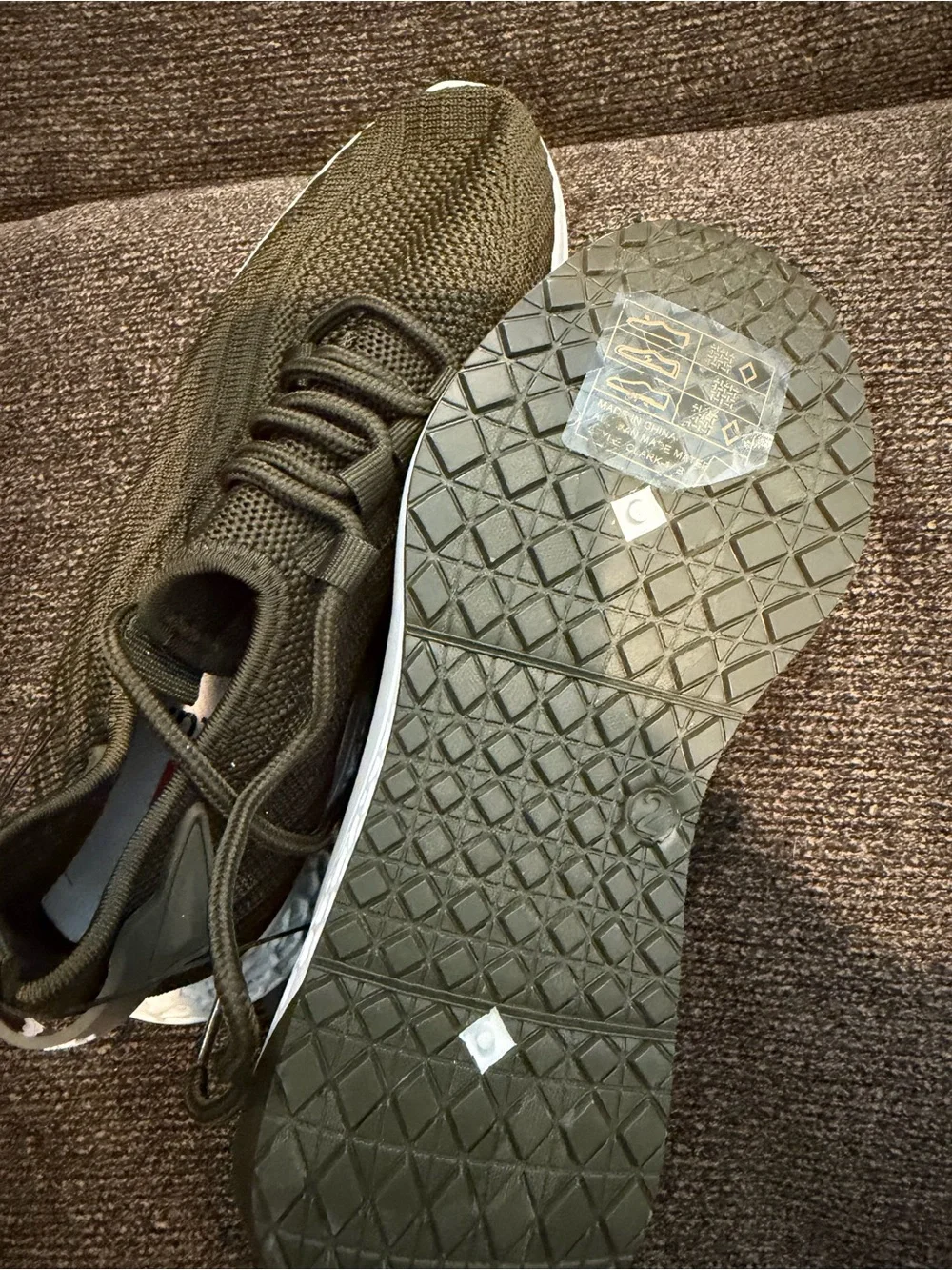 Kids Olive Green Knit Athletic Sneakers